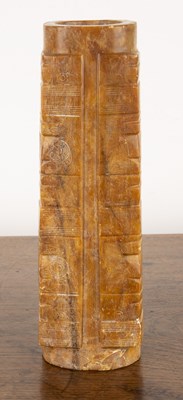 Lot 207 - Soapstone carved cong vase Chinese, 19th...