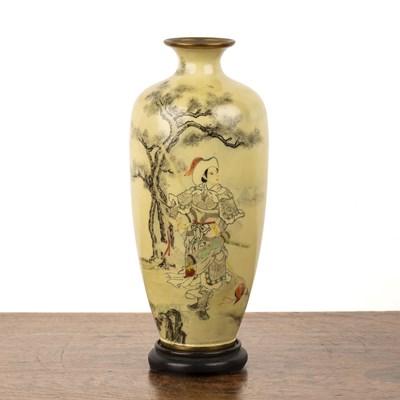 Lot 169 - Pale yellow gound enamel vase Chinese,...