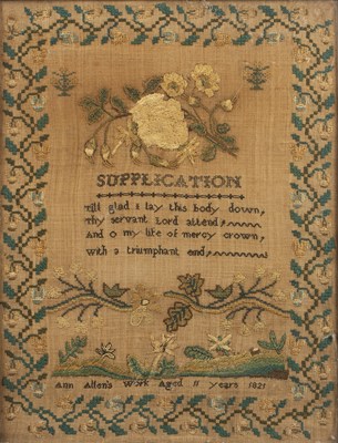 Lot 188 - An early 19th century silk and wool sampler...