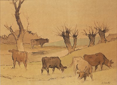 Lot 317 - Pierre Adolphe Valette (1876-1942) Cows at...