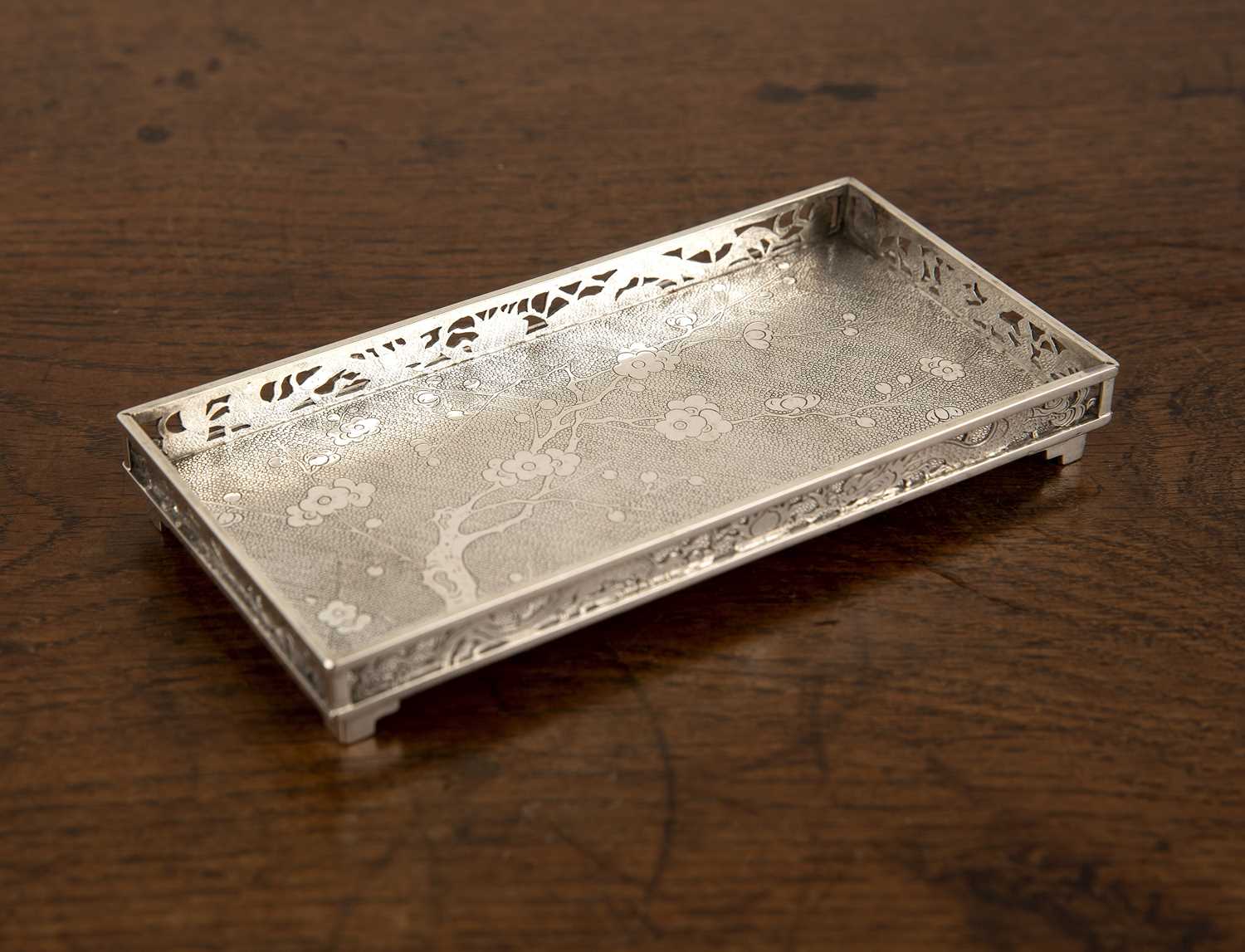 Lot 204 - Export silver small tray Chinese, engraved...