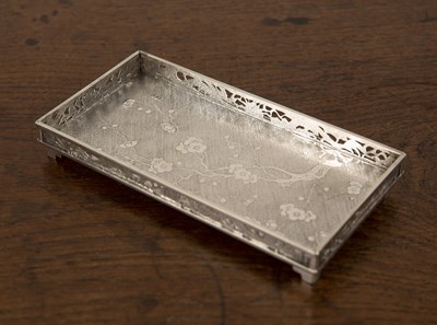 Lot 204 - Export silver small tray Chinese, engraved...