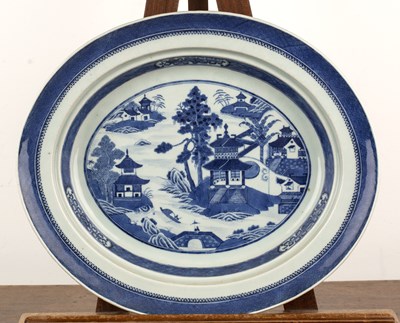 Lot 41 - Nanking export blue and white porcelain oval...