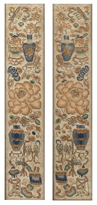 Lot 367 - Pair of kesi panels Chinese embroidered with...