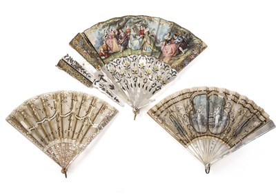 Lot 193 - An 18th century French mother of pearl fan...