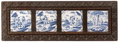 Lot 58 - A set of four English and Dutch Delft blue and...