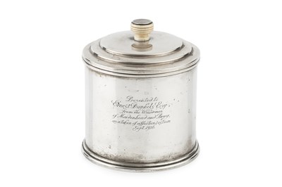 Lot 750 - A George V Art Deco silver tobacco jar and...