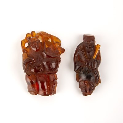 Lot 302 - Two carved amber pieces Chinese, 19th/20th...