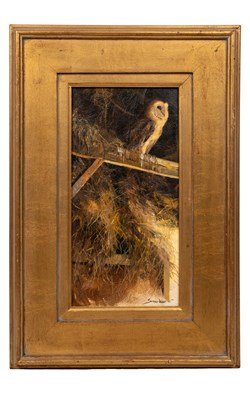 Lot 127 - John Seerey-Lester (1945-2020), Barn Owl perched in the hay barn