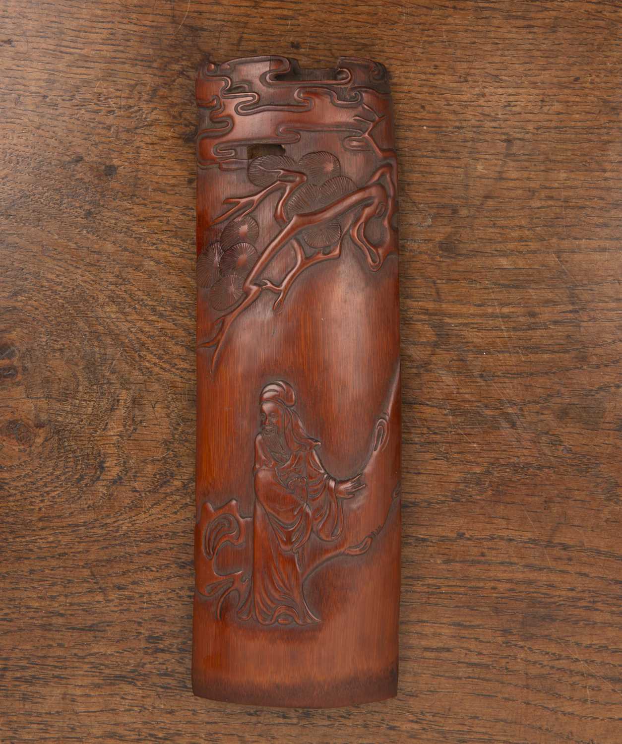 Lot 477 - Bamboo wrist rest Chinese, 19th Century carved...