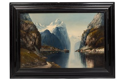 Lot 53 - Edward August Wenzel (German 1895-1971), 'Fjærland Fjorden'