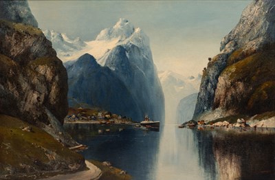 Lot 53 - Edward August Wenzel (German 1895-1971), 'Fjærland Fjorden'