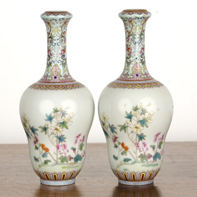 Lot 162 - Pair of small garlic neck porcelain and...