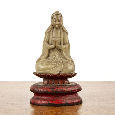 Lot 488 - Soapstone figure of a seated Guanyin Chinese,...