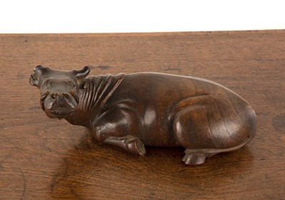 Lot 496 - Carved wood recumbent bullock Chinese, 19th...