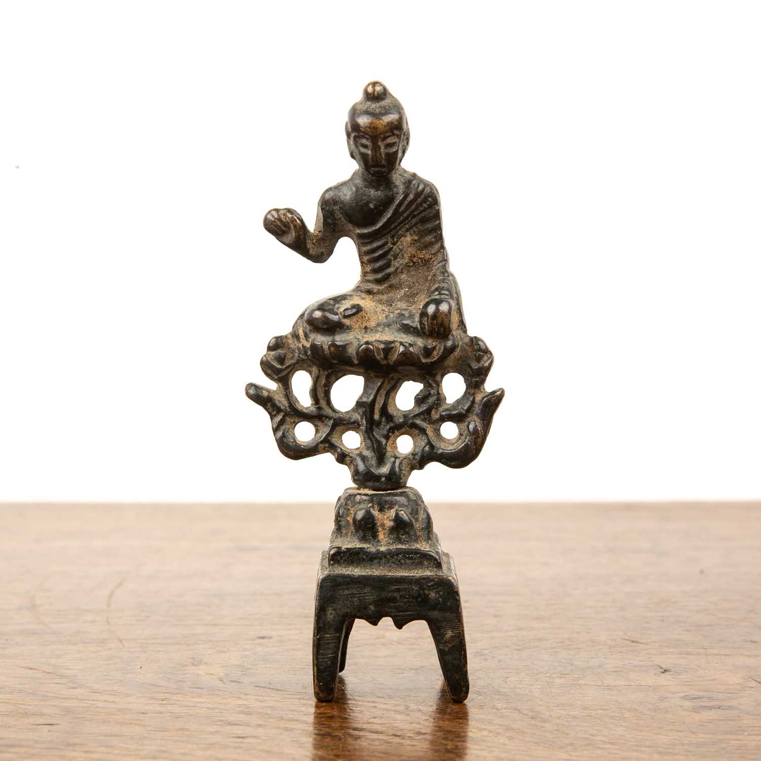 Lot 499 - Gilt bronze figure of the Buddha Chinese,