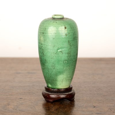 Lot 186 - Miniature green glazed Meiping vase Chinese,...