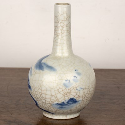 Lot 183 - Blue and white crackle glaze bottle vase...