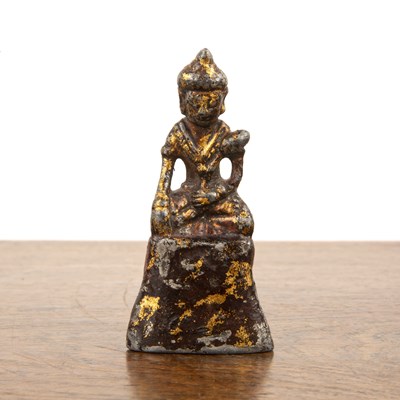 Lot 503 - Gilt metal and painted figure of the Buddha...