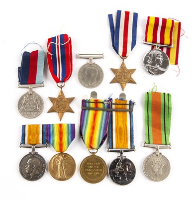 Lot 207 - A group of WWI and WWII campaign medals to...