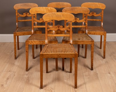 Lot 522 - Set of six Swedish maple wood dining chairs