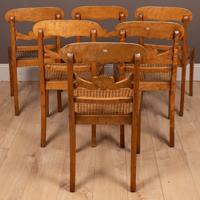 Lot 522 - Set of six Swedish maple wood dining chairs
