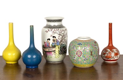 Lot 178 - Group of five vases Chinese and Japanese...