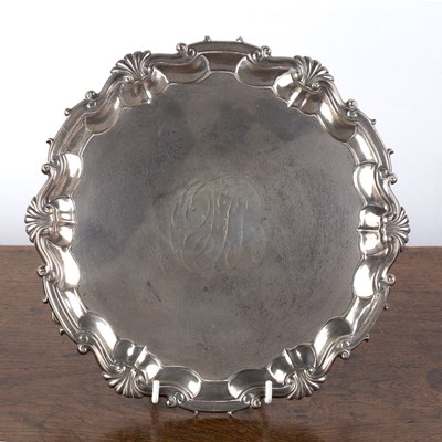 Lot 195 - George II silver salver or tray with shell and...