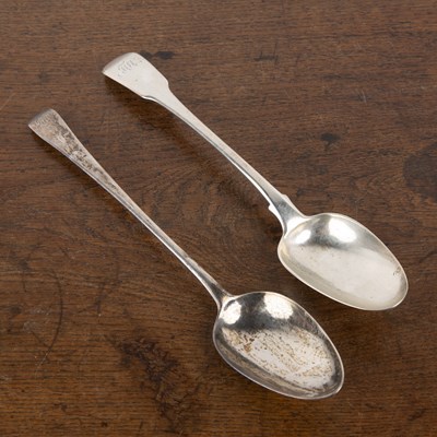 Lot 196 - Two Georgian silver spoons the larger example...