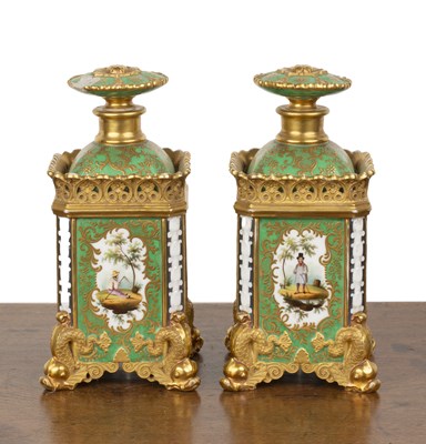 Lot 236 - Pair of Jacob Petit porcelain perfume bottles...