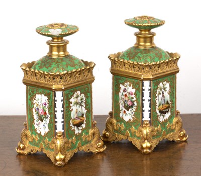 Lot 236 - Pair of Jacob Petit porcelain perfume bottles...
