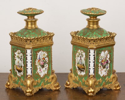Lot 236 - Pair of Jacob Petit porcelain perfume bottles...