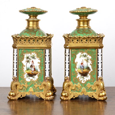 Lot 236 - Pair of Jacob Petit porcelain perfume bottles...