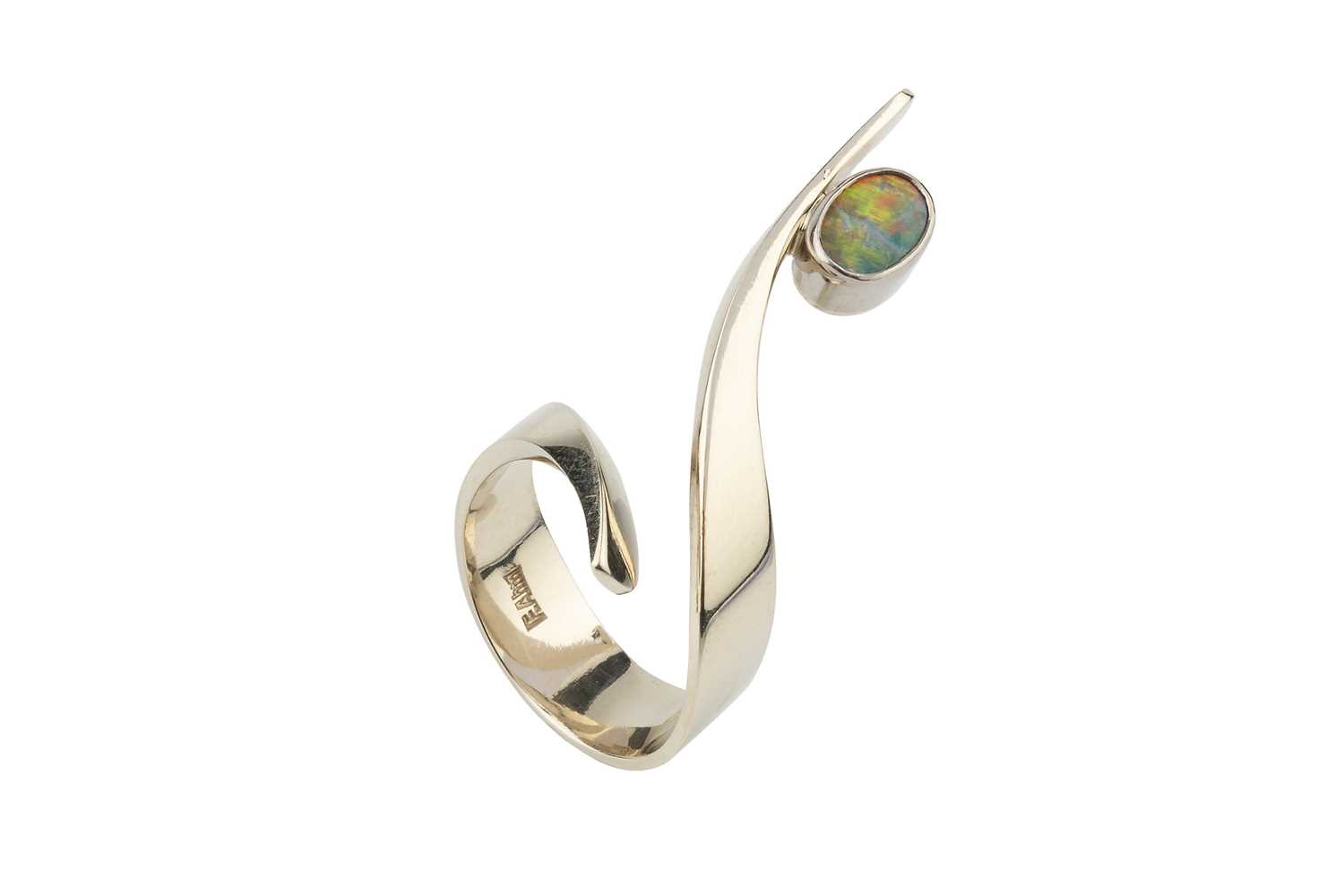 Lot 79 - A modernist opal set ring by Frank Ahm, of...