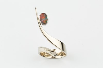 Lot 79 - A modernist opal set ring by Frank Ahm, of...