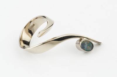 Lot 79 - A modernist opal set ring by Frank Ahm, of...
