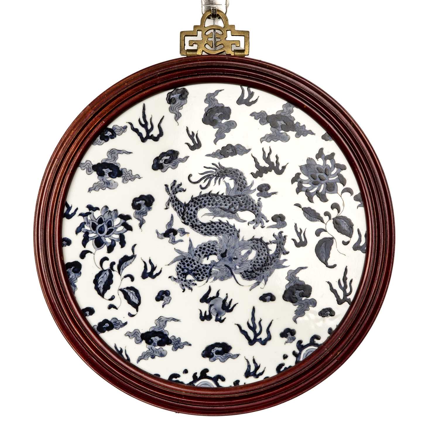 Lot 174 - Blue and white porcelain plaque Chinese, 20th...