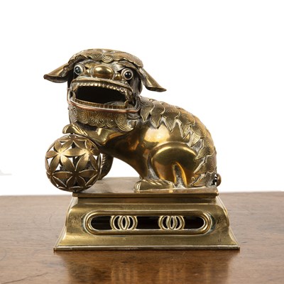 Lot 514 - Bronze and copper model of a temple dog...