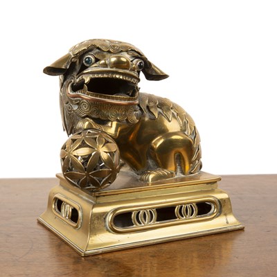 Lot 514 - Bronze and copper model of a temple dog...