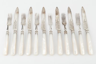 Lot 730 - A set of six late Victorian silver dessert...