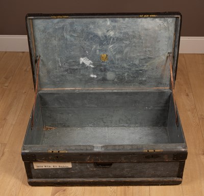 Lot 148 - A wooden framed steamer trunk