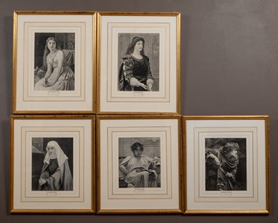 Lot 167 - A collection of five prints of Pre-Raphalite heroines