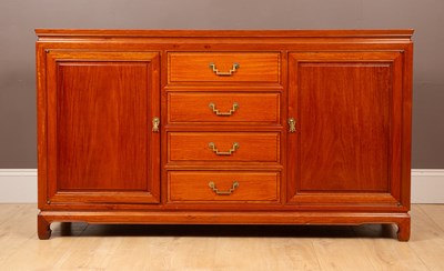 Lot 351 - A suite of 20th century Chinese hardwood dining room furniture