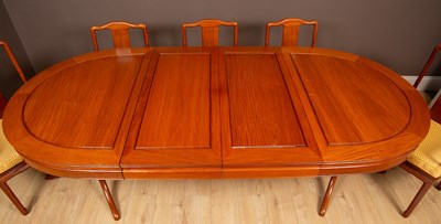 Lot 351 - A suite of 20th century Chinese hardwood dining room furniture