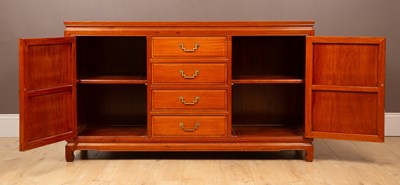 Lot 351 - A suite of 20th century Chinese hardwood dining room furniture