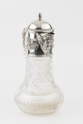 Lot 757 - A Portuguese silver mounted cut glass claret...
