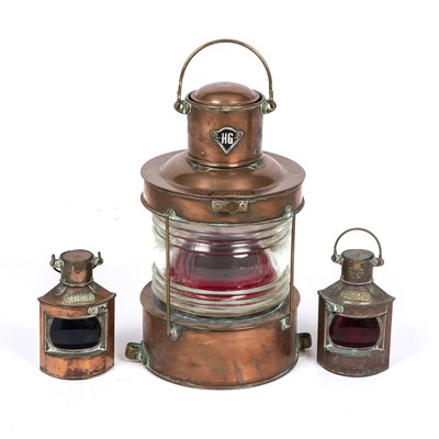 Lot 222 - An early 20th century copper ships lantern by...