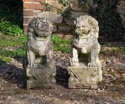 Lot 1205 - A pair of Chinese marble Dogs of Fo