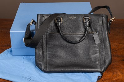 Lot 420 - A Smythson of Bond Street black leather handbag