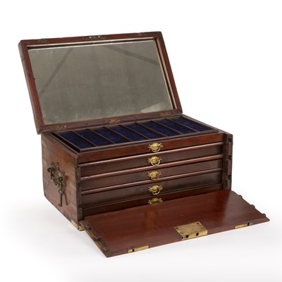 Lot 92 - A George III and later mahogany box with brass...